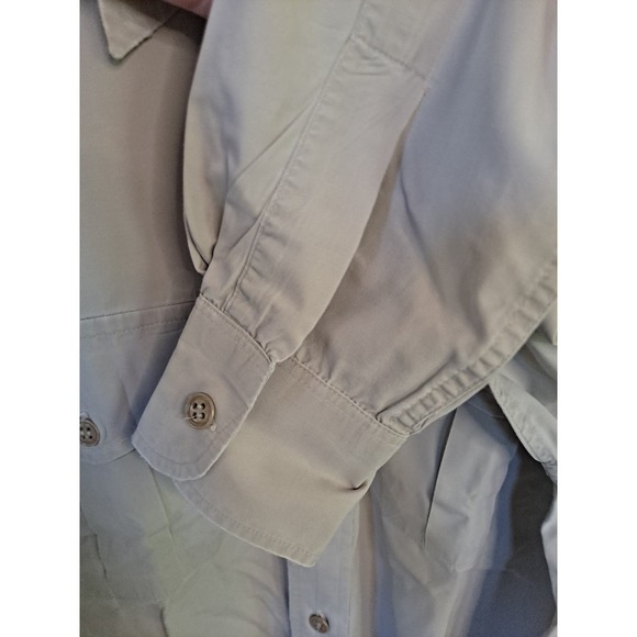 Vintage L.L. Bean Tan Button up With Shoulder Buttons Size 15 1/2 - Picture 2 of 4